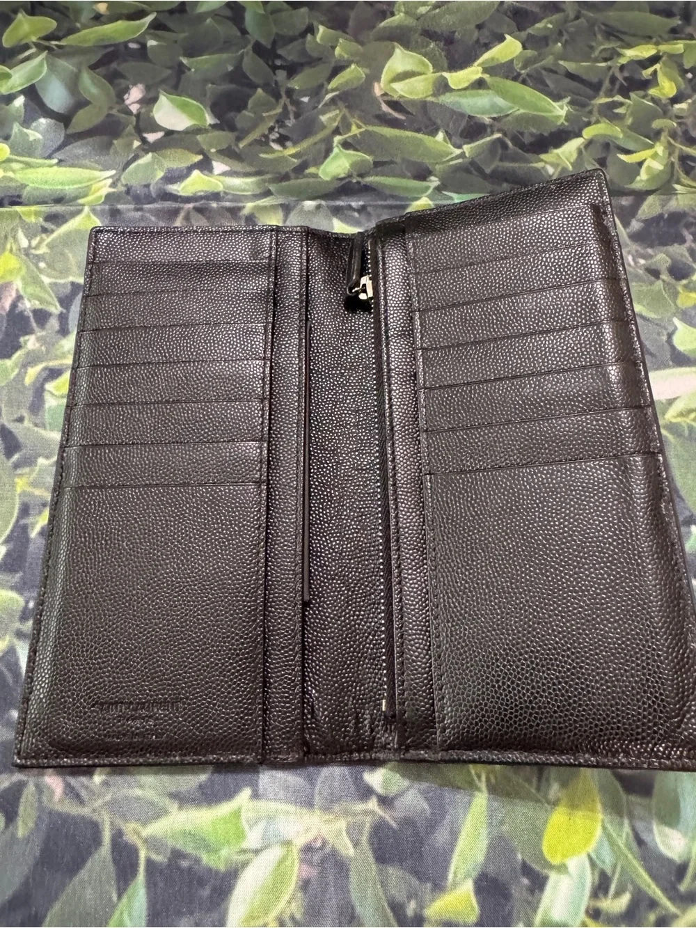 Saint Laurent Black Pebbled Leather   Long Wallet